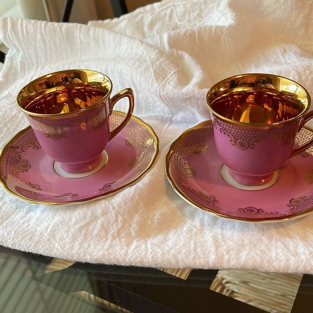 Lot of 2 1930’s RGK 18K Czechoslovakia tea cup & saucer set